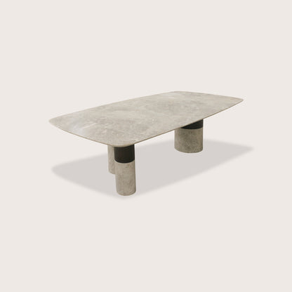 Valerie 2.6m Soft Cornered Rectangular Marble Dining Table - Brown Dining Table Raffine