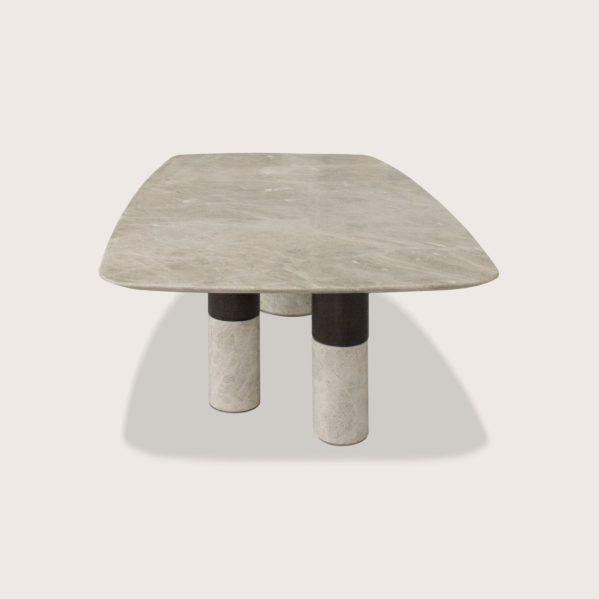 Valerie 2.6m Soft Cornered Rectangular Marble Dining Table - Brown Dining Table Raffine