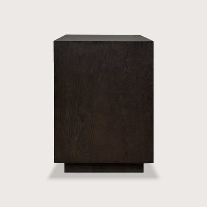 Wave Sculpted Timber Bedside Table - Brown Bedside Table Raffine