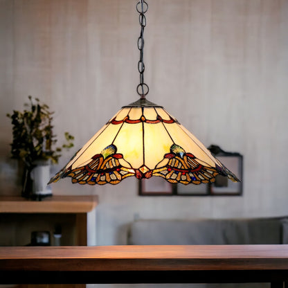 Tiffany Benita Beige Stained Glass Pendant Light Pendant Light G&G Bros   
