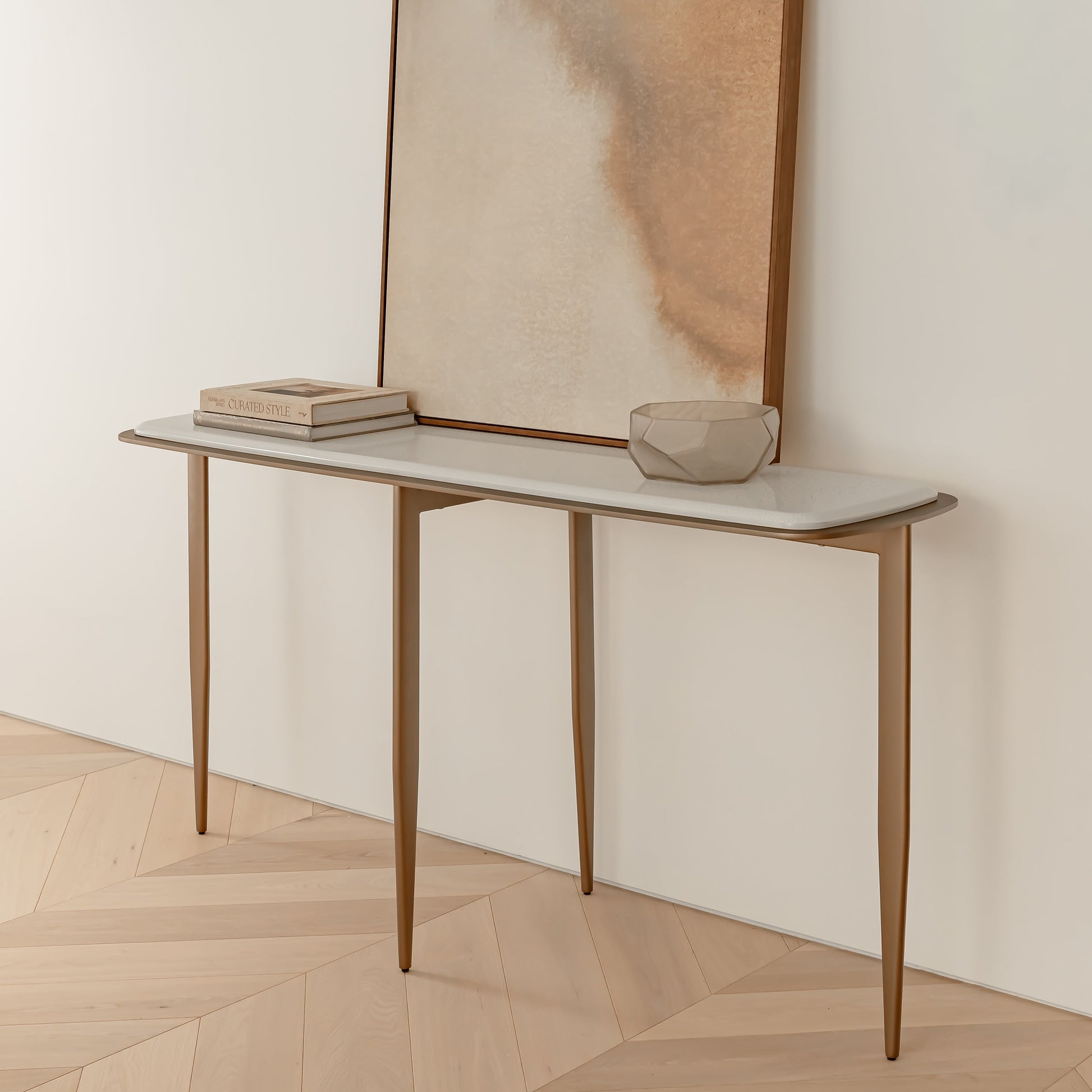Willow Metal Console Table - Brass Console Table Raffine