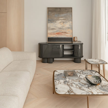 Willow Sculptural Marble Coffee Table - Brass Coffee Table Raffine