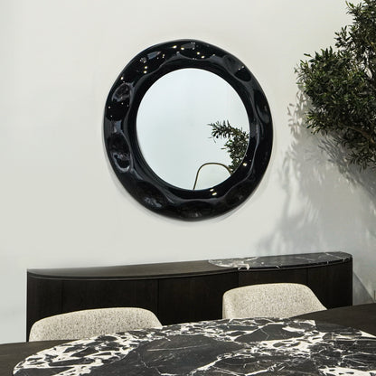 Wren Circular Glass Mirror - Black Mirror Raffine