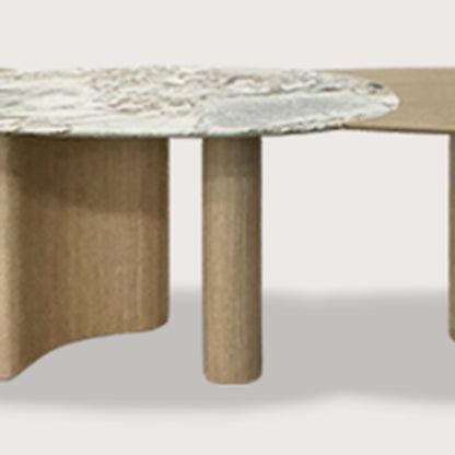 Xander Marble Dining Table - Oak Dining Table Raffine