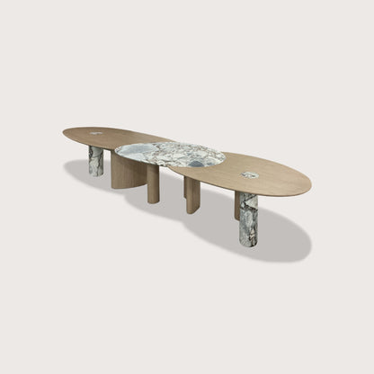 Xander Marble Dining Table - Truffle Dining Table Raffine Oak