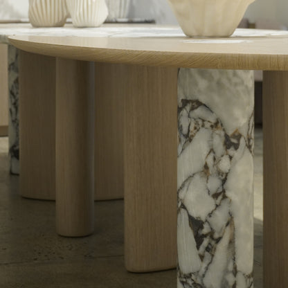 Xander Marble Dining Table - Oak Dining Table Raffine