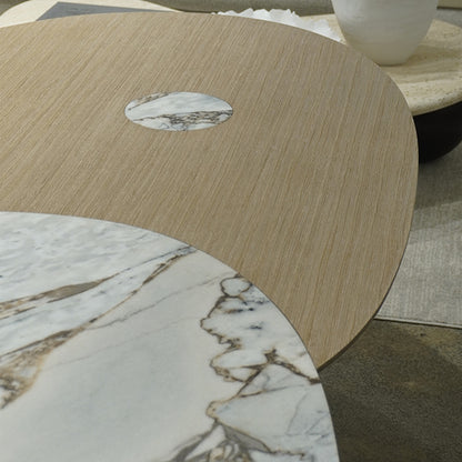 Xander Marble Dining Table - Oak Dining Table Raffine