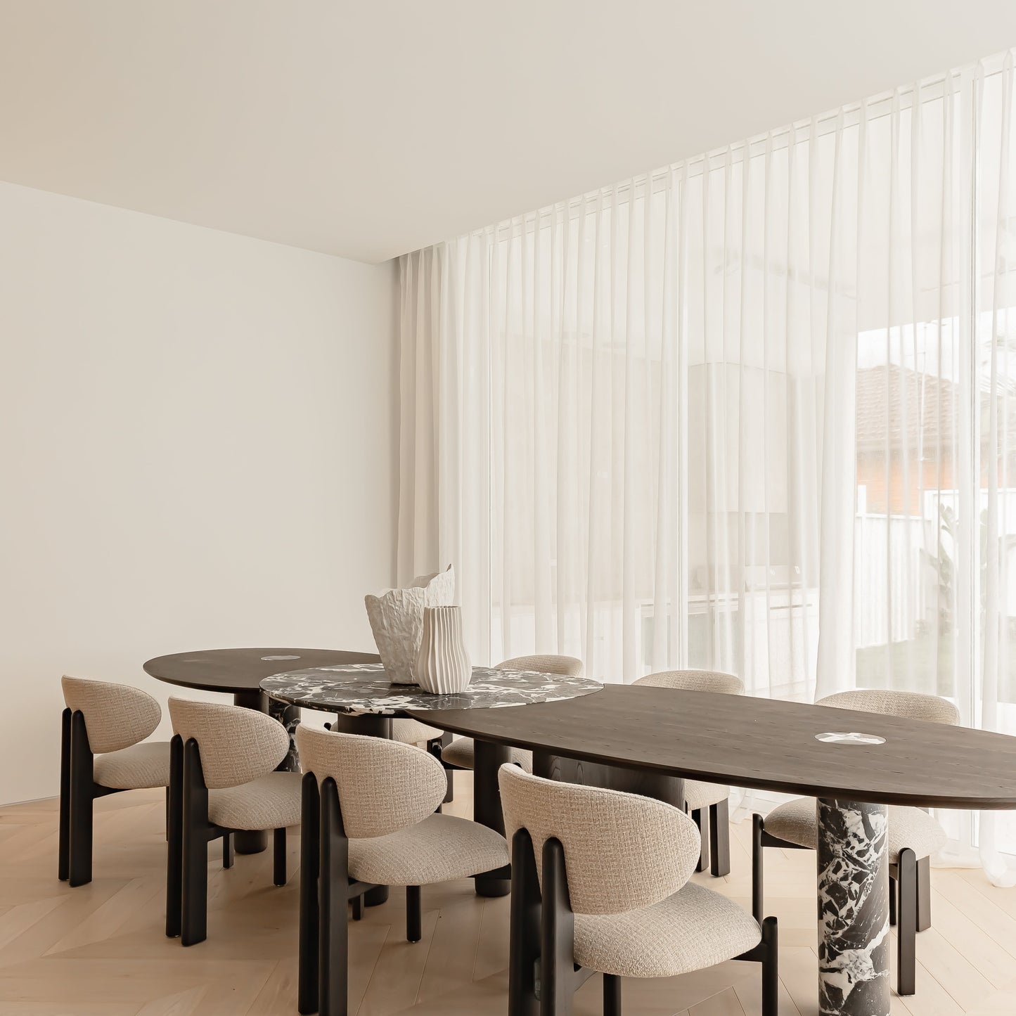 Xander Marble Dining Table - Truffle Dining Table Raffine