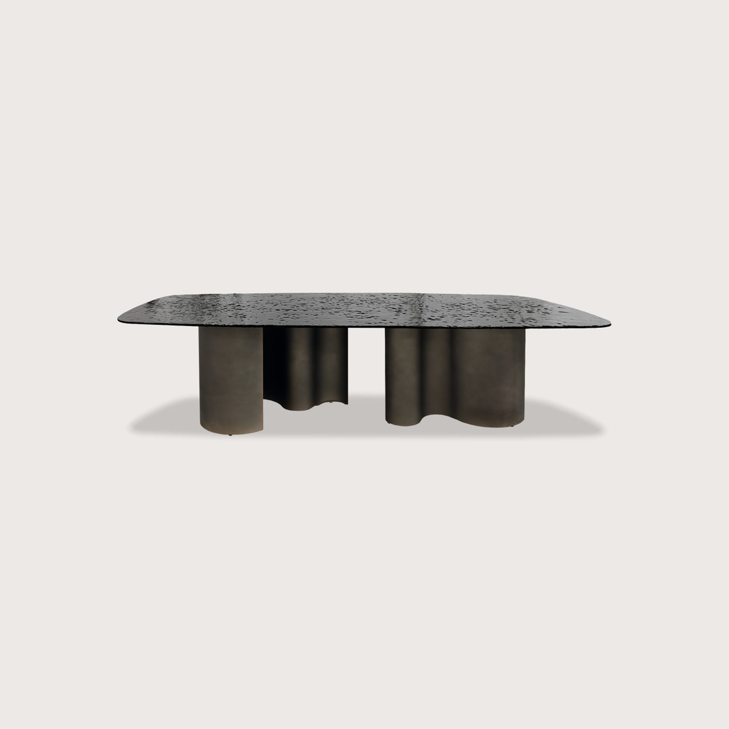 Yves 2.4m Textured Metal Dining Table - Brass Dining Table Raffine 2.4m