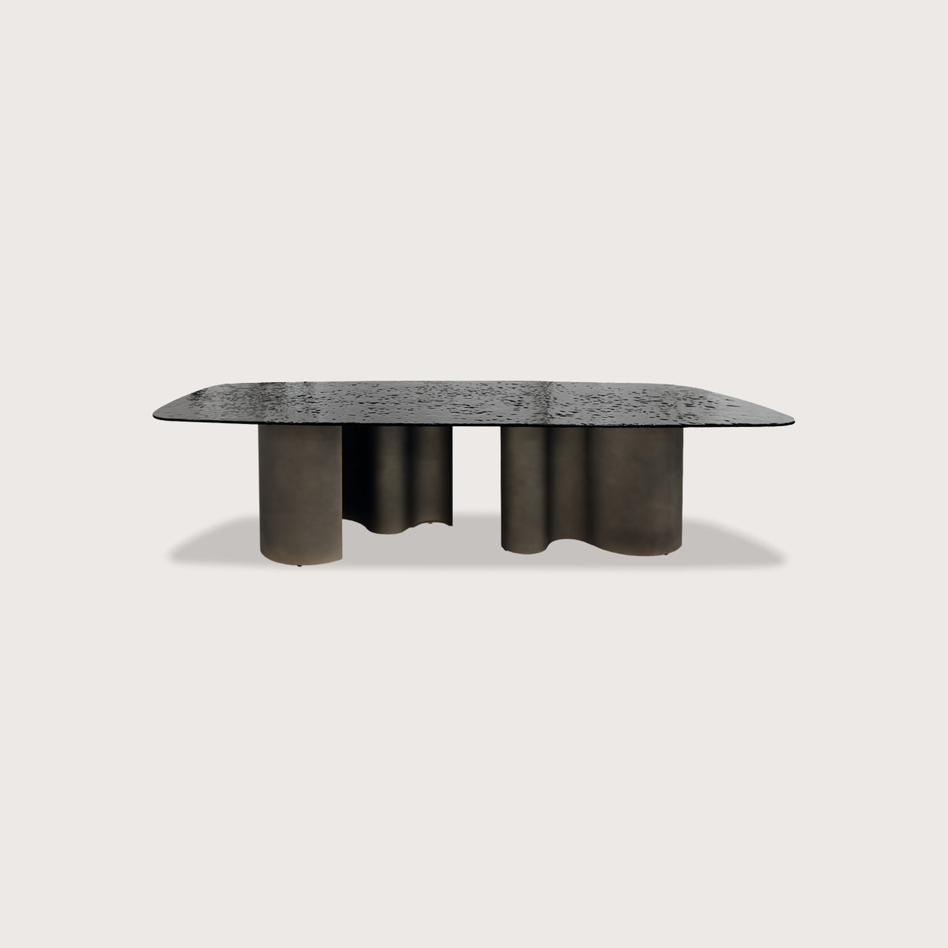 Yves 2.4m Textured Metal Dining Table - Brass Dining Table Raffine 2.4m