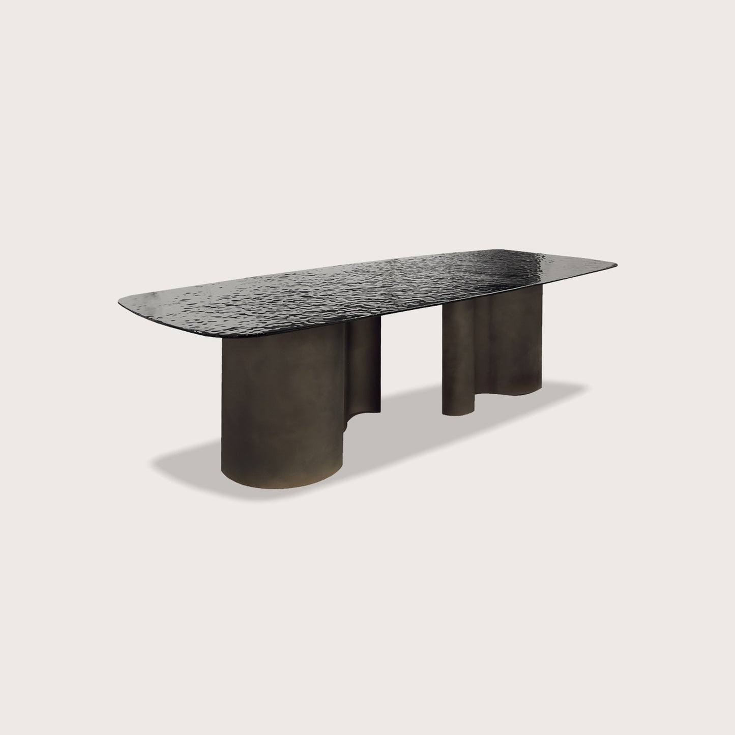 Yves 2.4m Textured Metal Dining Table - Brass Dining Table Raffine
