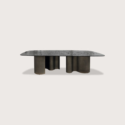 Yves 3m Textured Metal Dining Table - Brass Dining Table Raffine 3m