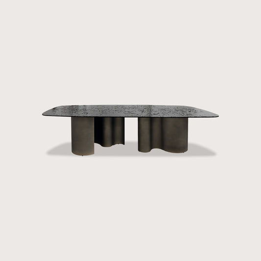 Yves 3m Textured Metal Dining Table - Brass Dining Table Raffine 3m