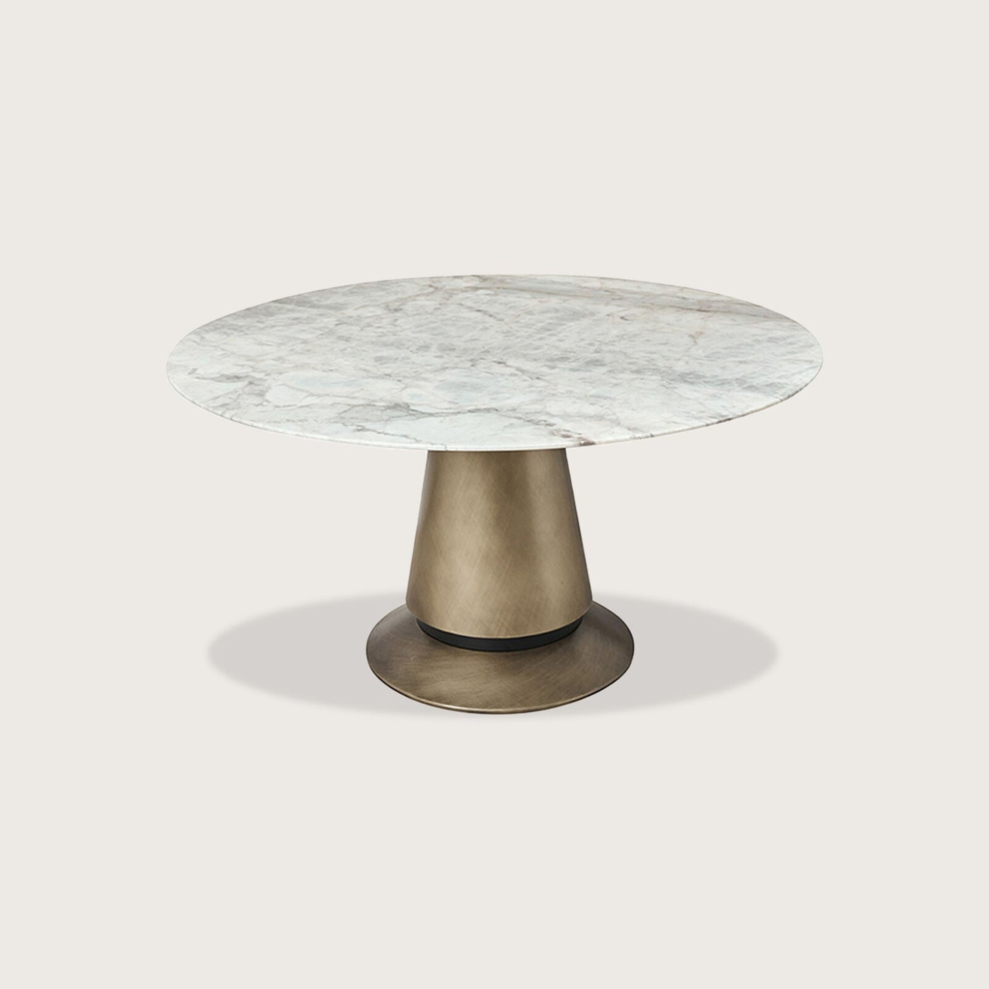 Yvette Round Marble Dining Table - Brass Dining Table Raffine