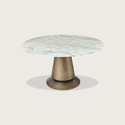 Yvette Round Marble Dining Table - Brass Dining Table Raffine