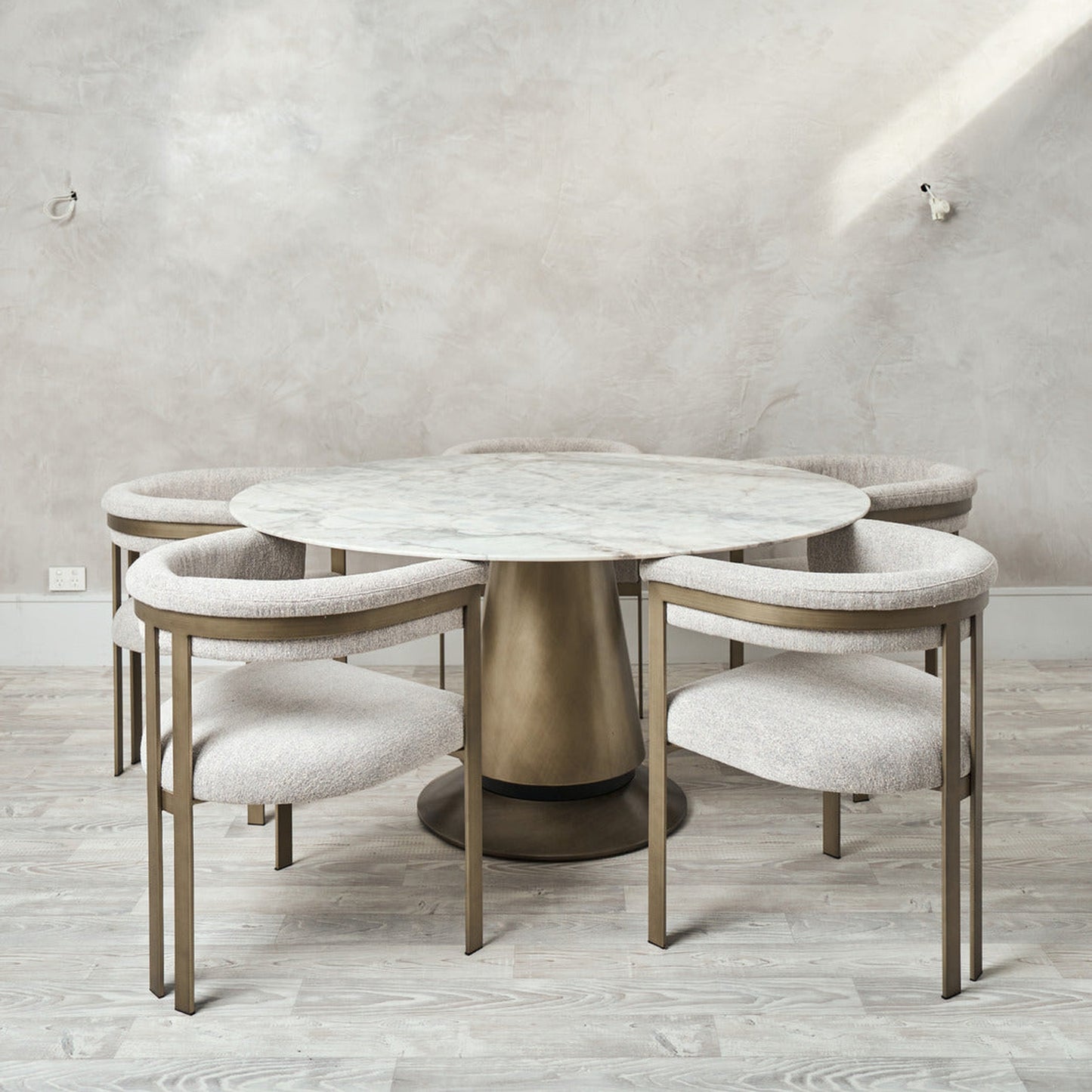 Yvette Round Marble Dining Table - Brass Dining Table Raffine