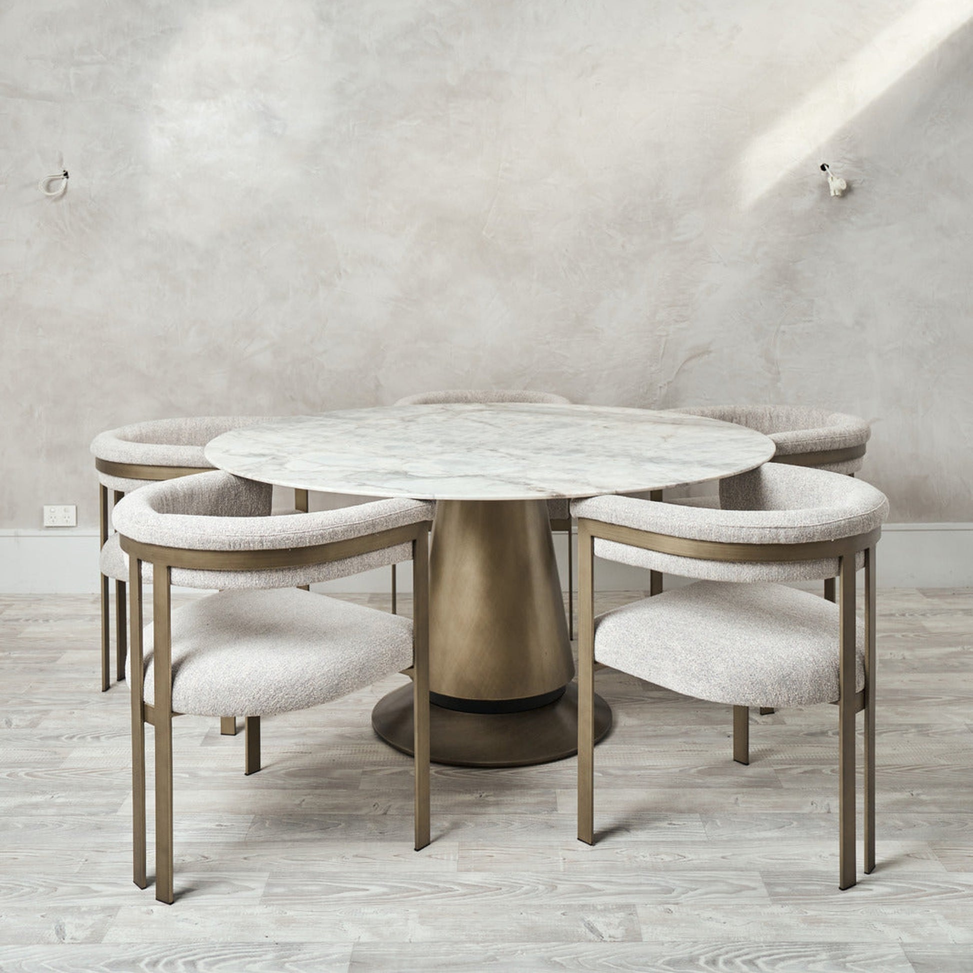Yvette Round Marble Dining Table - Brass Dining Table Raffine