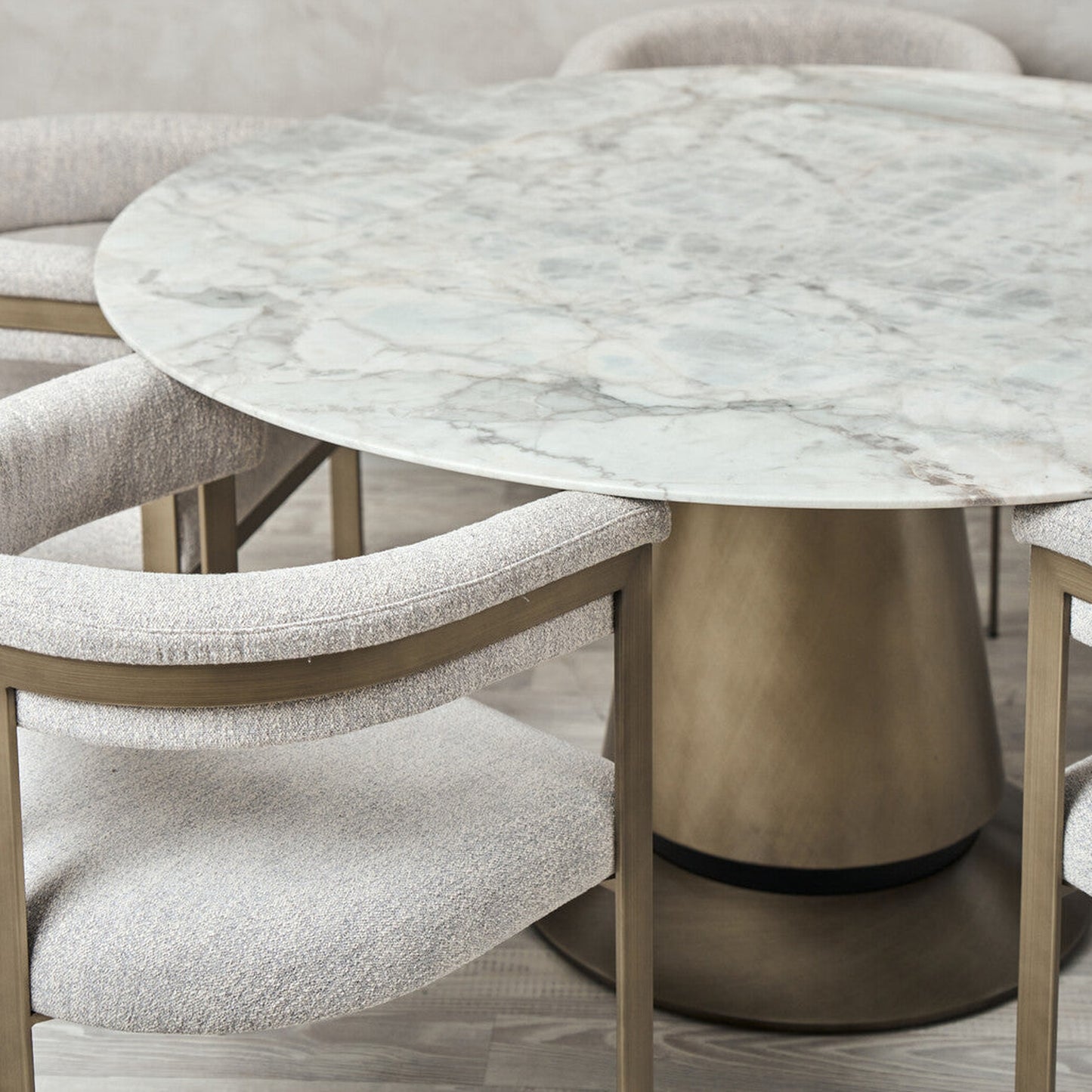 Yvette Round Marble Dining Table - Brass Dining Table Raffine